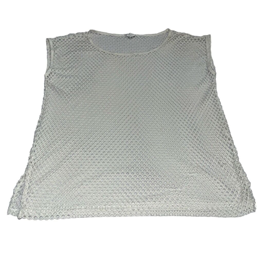 Elan Beach Small White Mesh Knit Sleeveless Top Cover-Up